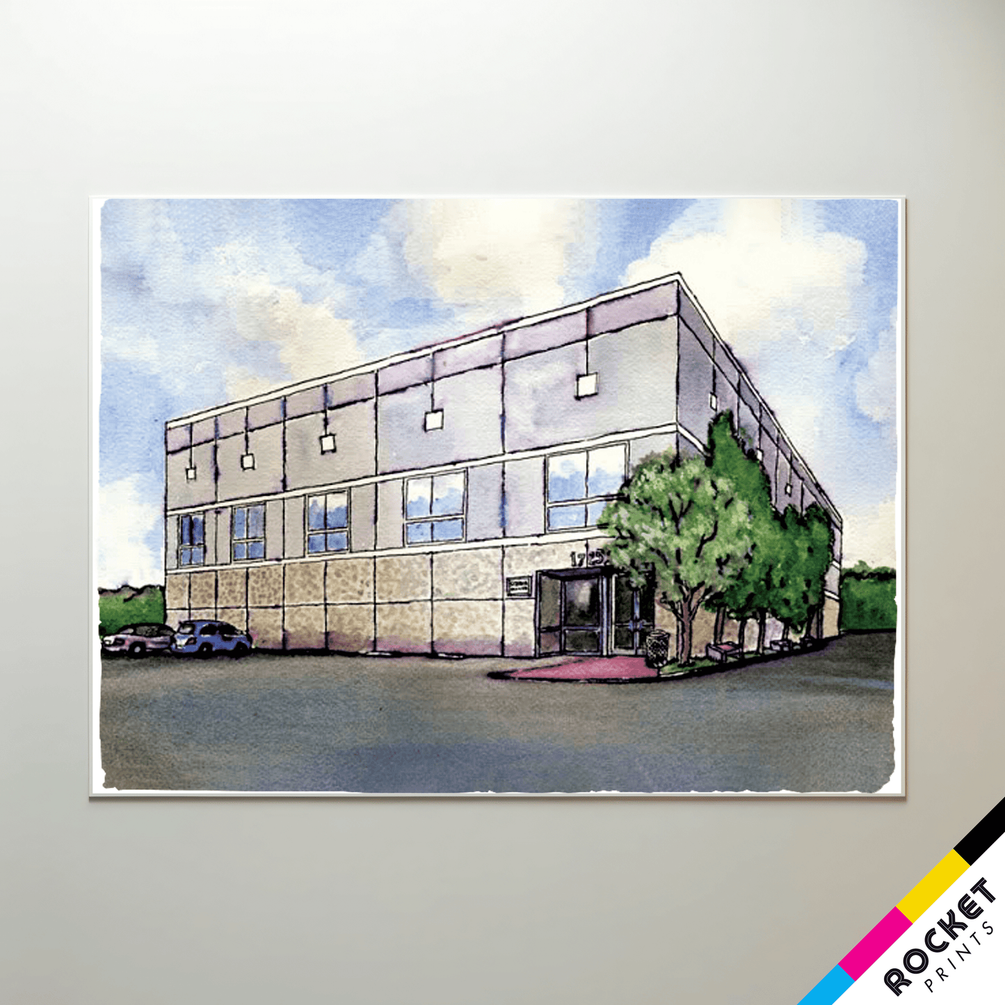 Pam Beesly Office Building Watercolor Painting Poster