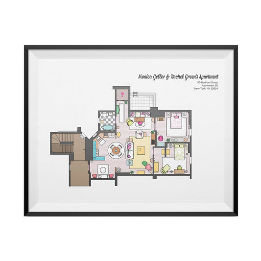 Monica Geller And Rachel Green Apartment Floor Plan Poster